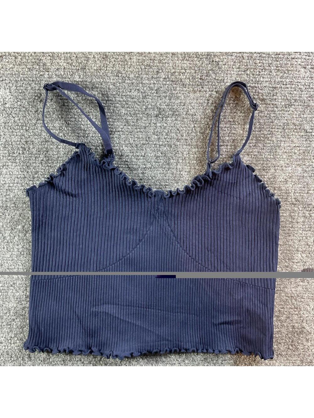 Aerie Seamless Rib Corset Bra Top Size Small Navy Blue Lounge Crop Y2K Basic